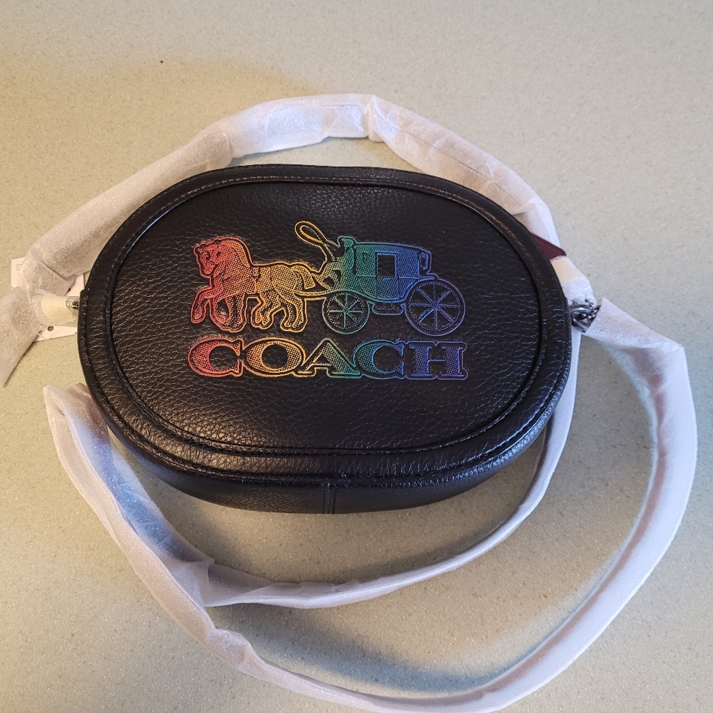 NWT Coach rainbow carriage crossbody